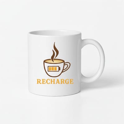Recharge Koffie Mok - Stijlvolle Mok met Batterij Design voor Koffieliefhebbers