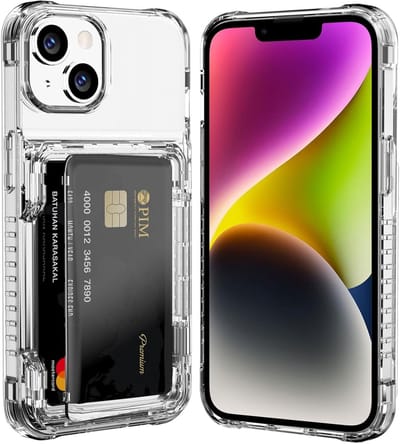 Hoesje Geschikt Voor iPhone 14 Plus Anti-Schok Transparante Hard Silicone Case met 3 Kaartsleuven