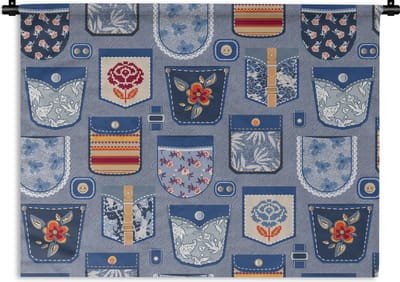 Wandkleed - Wanddoek - Broek - Denim - Patch - Patronen - 60x45 cm - Wandtapijt