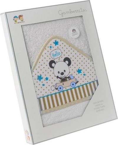 Gamberritos Badcape Beertje 100 X 100 Cm Katoen Witbeige
