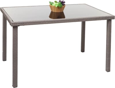 Polyrotan Tafel - Balkontafel Tuinstafel - Buiten Eten - Weerbestendig Materiaal - 120 x 75 cm - Grijs
