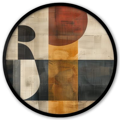 Poster in lijst Rond - Fotolijst 40x40 cm - Posters - Abstract - Kunst - Vormen - Modern - Ronde posterlijst zwart - Decoratie - Wanddecoratie woonkamer - Muurdecoratie slaapkamer