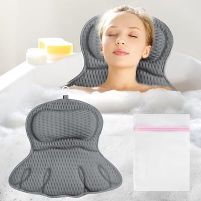 Unyqoos® Ergonomisch Grijs Badkussen met Zuignappen voor Comfort en Ondersteuning