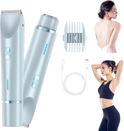 2 in 1 Ladyshave voor Vrouwen - Elektrisch Scheerapparaat - Waterdicht - Epilator - Bikinitrimmer - Trimmer vrouw - Blauw