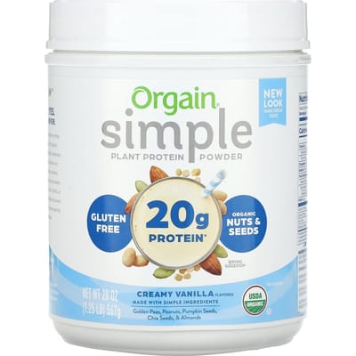 Orgain, poudre de protéines simple à base de plantes, vanille crémeuse, 567g (20 oz)