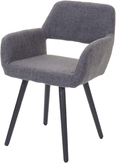 Eetkamerstoel MCW-A50 II, keukenstoel, retro jaren 50 design ~ textiel, grijs, donkere poten