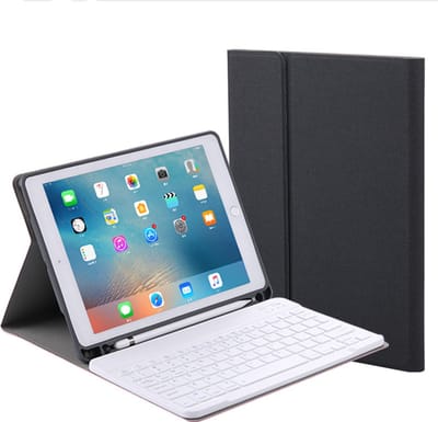 Hoes geschikt voor iPad 2018 met Toetsenbord Zwart - Hoes geschikt voor iPad 2017 hoes - Hoes geschikt voor iPad 6e Generatie hoes QWERTY Keyboard met Bluetooth