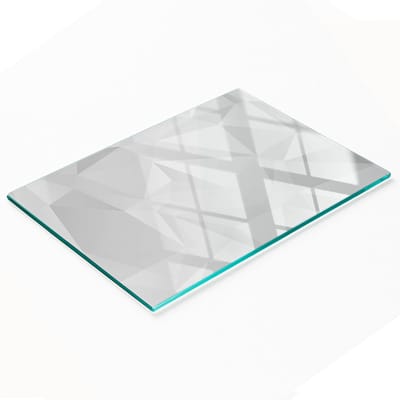 Bord van gehard glas met decoratief abstract driehoekspatroon, 80x52 cm