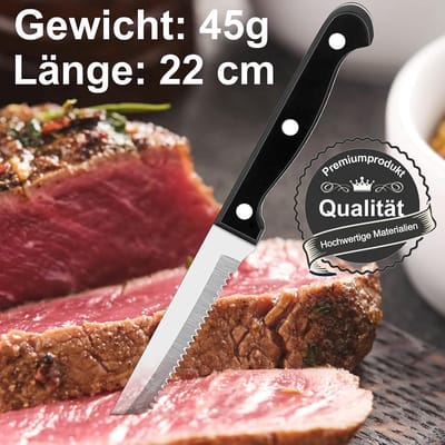 Dailygoods- Steakmessen Set - 6 Stuks Gekarteld - Roestvrij Staal - Vaatwasserbestendig - Ergonomisch Handvat - Premium Kwaliteit - Keukenmessen