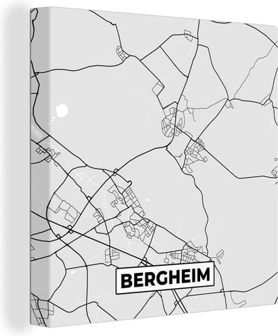 Canvas Schilderij Plattegrond - Duitsland - Stadskaart - Kaart - Bergheim - 20x20 cm - Wanddecoratie