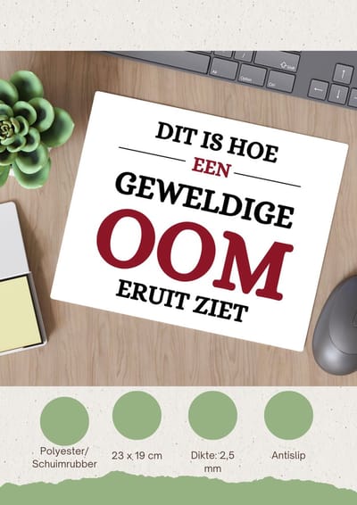 Akyol - meest geweldige oom Muismat - Oom - een oom - verjaardagscadeau - cadeau voor oom - kado - 23 bij 19 cm