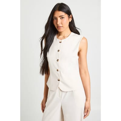 boohoo Dames Lang Gilet Met Ronde Hals En Textuur | Ecru | Maat: 38