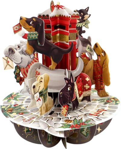 3D Swing Pop-up Kerst Wenskaart met envelop Honden xps093