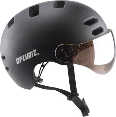 Optimiz fietshelm met vizier CE EN 1078 - ebike - mat zwart M (55-58 cm)