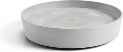 Ecopots Saucer Wheels - White Grey - Ø41,6 x H9 cm - Ronde witgrijze onderschotel op wielen met waterreservoir