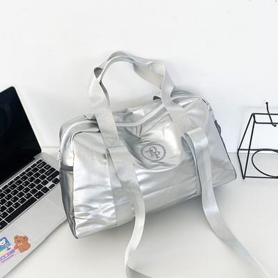 Sac de sport à bandoulière argenté, nouveau design brillant, tendance et polyvalent, grande capacité, sac de voyage, sac de sport 42*12*25 gray