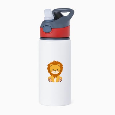 Hacebo® - Leeuwen waterfles met rietje rood - Leeuw - Dieren liefhebbers - Dierentuin - dieren - water fles - 650ML