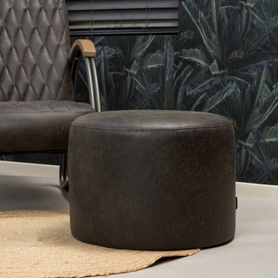 Bronx71® Eco-leren poef Kyla antraciet
