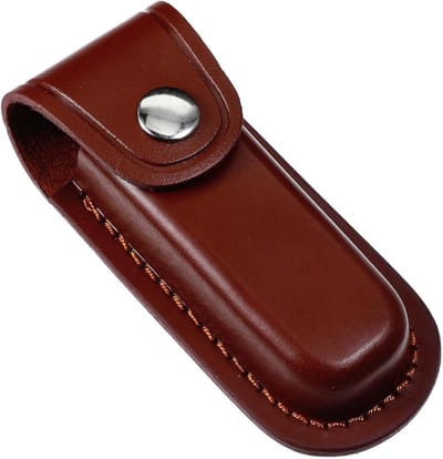 Lederen Mes Case - Bruin - 12,5 x 5,4 x 4,1 cm - Duurzame Lederen Zakmeshouder met Gesp - Voor Outdoorliefhebbers