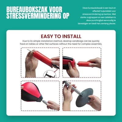 Dailygoods- Bureaubokszak - Sterke Zuignappen - Tafelklem - Stressvermindering - Grappig Cadeau - Eenvoudige Installatie - Punchingbal