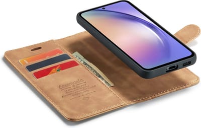 CaseMania Bookcase hoesje geschikt voor Samsung Galaxy A34 - Effen Cognac - Kunstleer