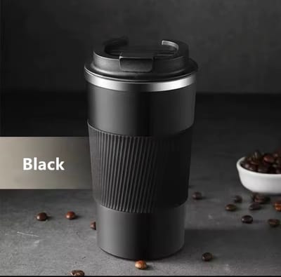 Coffee Thermosbeker - Koffiebeker To Go - Zwart - Travel Mug voor Koffie en Thee - Theebeker - 380 ML - RVS