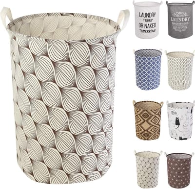 Medium thickened 45 cm wasmand, inklapbare opbergmand met gemakkelijke draaggrepen, waterdicht, rond, katoen, linnen, voor babyproducten, speelgoed, slaapkamermand