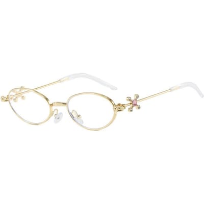Ins Nieuwe Retro Ovalen Dames Zonnebril Y2K High-End Diamant Ingelegd Frame Ontwerp Steam Punk Heren Casual Veelzijdige Zonnebril UV400 as  picture