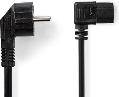 Nedis Stroomkabel | Type F (CEE 7/7) Male | IEC-320-C13 | 90° Gehoekt | 90° Gehoekt | Vernikkeld | 3.00 m | Rond | PVC | Zwart | Label