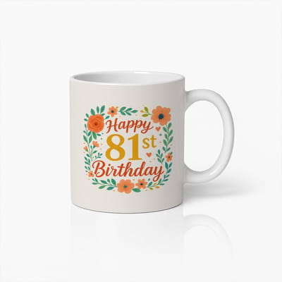 Elegante Gelukkige 81e Verjaardag Mok met Bloemmotief – Perfect Cadeau voor Verjaardagsviering