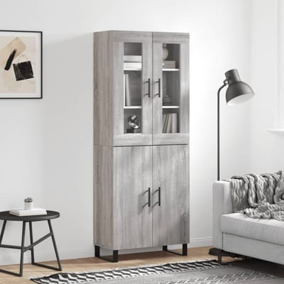 vidaXL - Hoge - kast - 69,5x34x180 - cm - bewerkt - hout - grijs - sonoma - eikenkleurig