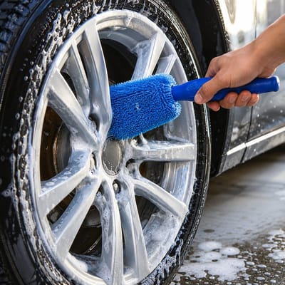 Auto Wash Cleaner Tools Auto Wheel Wash Cleaning Car Wash Draagbare microvezel wielband Velgborstel Auto met plastic handvat