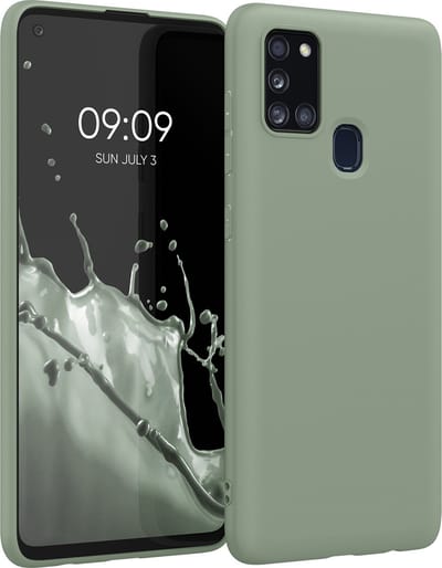 kwmobile telefoonhoesje geschikt voor Samsung Galaxy A21s - Hoesje voor smartphone - Back cover in grijsgroen