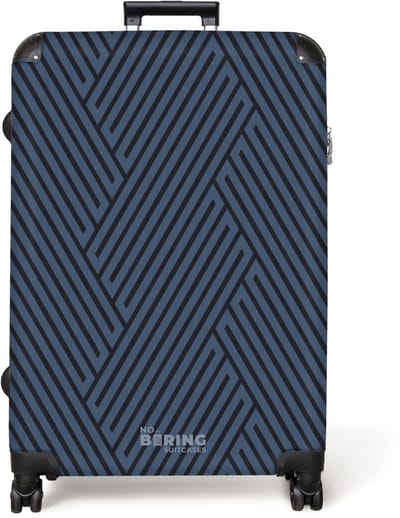 NoBoringSuitcases.com® - Koffer groot - Reiskoffer lichtgewicht - Visgraatstructuur in donkerblauw - Rolkoffer met 4 wielen - Grote trolley XL - 98 liter bagage
