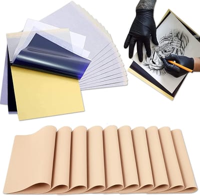 Set van 10 Oefenhuidjes en 20 Transferpapiersets voor Tatoeëren
