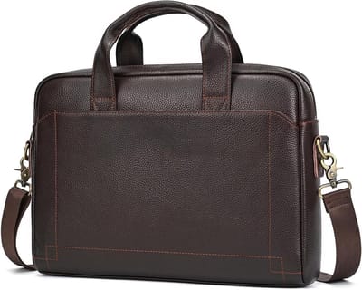 Stijlvolle Leren Laptoptas voor 15.6 Inch Notebooks, Schoudertas en Handtas voor Zakenmensen, Bruin