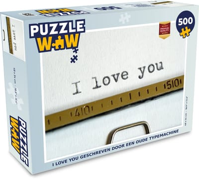Puzzel I love you geschreven door een oude typemachine - Legpuzzel - Puzzel 500 stukjes