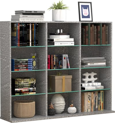 Houten CD DVD plank Boekenkast Kamerverdeler Decoratieve plank Glas Zilas L