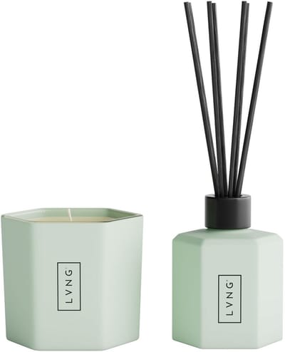 Geschenkset - Geurkaars & Geurstokjes - Cadeauset - Giftset - Huisparfum Singapore - Giftset | LVNG Rozen, Patchoeli & Honing, Bloemig