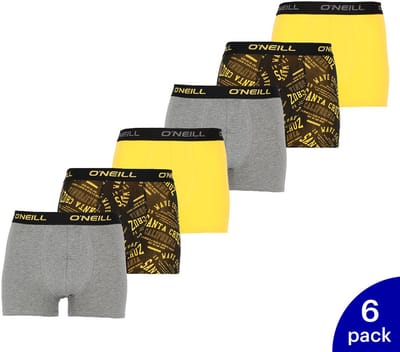 O'Neill - 6-Pack - Uni Boxershorts - Katoen Nauwsluitend - Heren - geel / grijs - XXL - 900343
