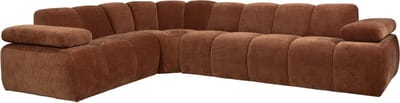 WOOOD Mojo Hoekbank Links - Ribstof - Roest Bruin - 74x310x230