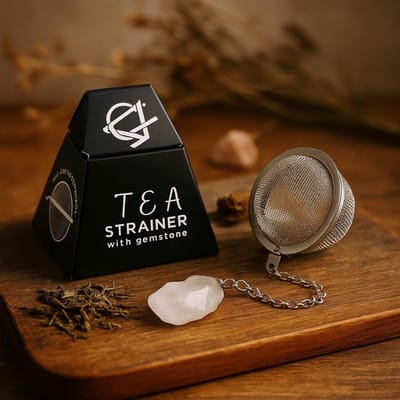 Ancient Wisdom - Edelsteen - Theezeef van ruwe kristallen - Bergkwarts - kristal - opbergdoos - geschenk - accessoire - decoratie