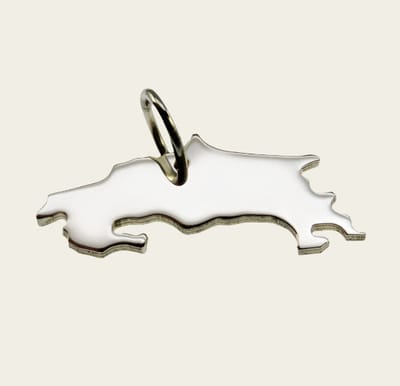 Zilveren Landkaart Costa Rica ketting hanger