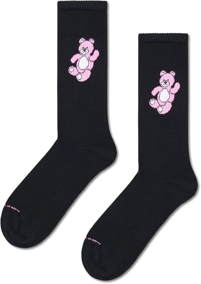 Happy Socks Teddy Bear Sneaker Sock - unisex sokken - zwart - Unisex - Maat: 41 - 46