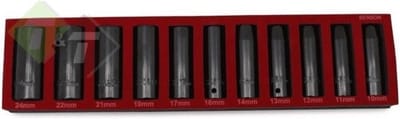 krachtdoppenset - 11-delig - 1/2 aansluiting - 10 tot 24 mm - slagdoppen - doppenset - benson