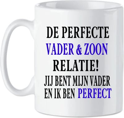 Koffie beker - thee mok tekst de perfecte vader en zoon relatie -