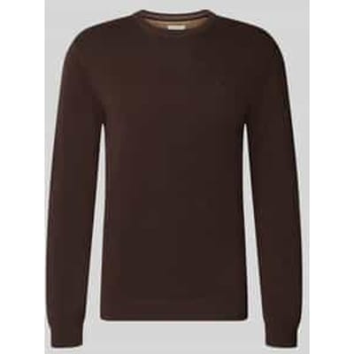 Tom Tailor - Basic gebreide trui van katoen - Maat XL - dark chocolate brown melange