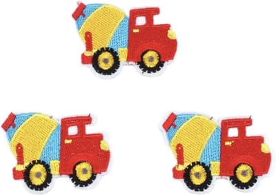 Betonmolen- auto voertuig / strijkapplicatie strijk embleem - patch - patches - stof & strijk applicatie 3 x 5 cm