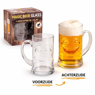 Grappige Bierpul met Gezicht – Before & After Bierglas 530 ml – Origineel Cadeau voor Man – Vaderdag Cadeau – Grappig Bierglas