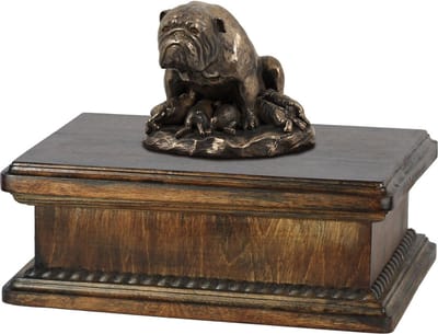 Bulldog urn - elegante urn met beeldje voor hondenas